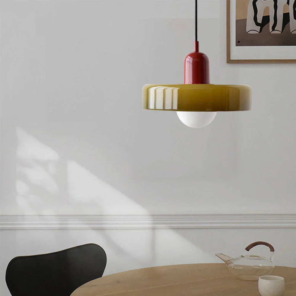 Bauhuis Hanglamp in Gekleurd Glas