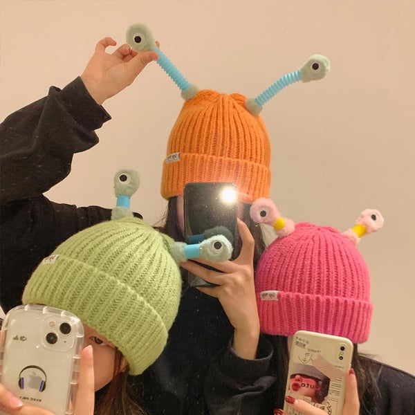 GlowTots – Winter Eltern Kind-Süßes leuchtendes kleines Monster-Strickhaube