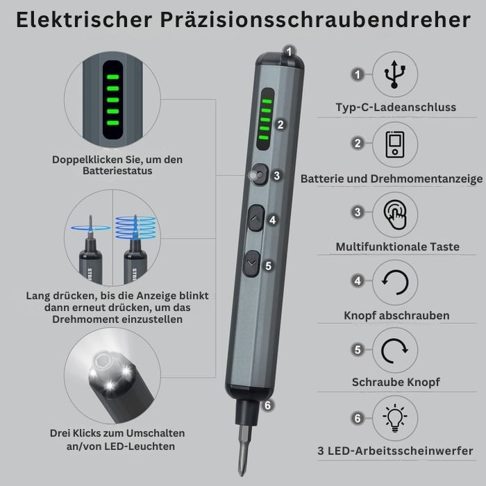 SwiftDrive - Mini Präzisions Elektroschraubendreher Set