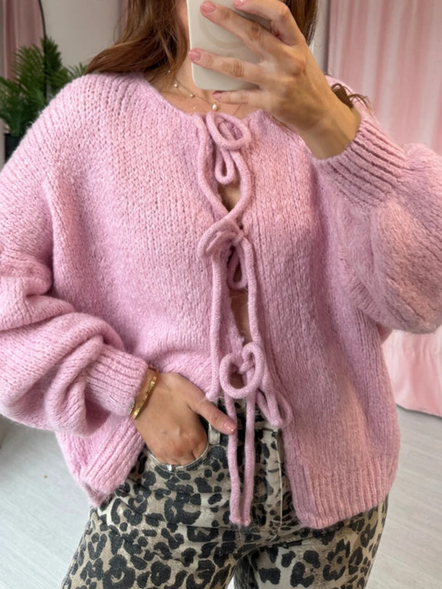 Mya – Bindegürtel und Gestrickt Strickjacke