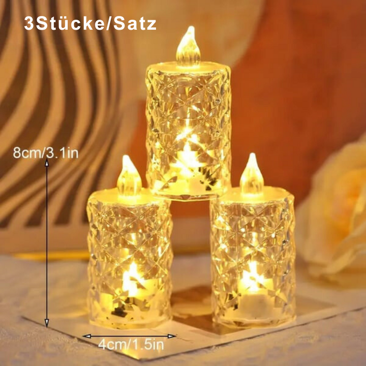 RadiantCrystal – 3 Stk/SET Flammenlose Kerzenlichter Aus Kristall