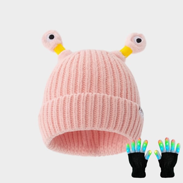 GlowTots – Winter Eltern Kind-Süßes leuchtendes kleines Monster-Strickhaube