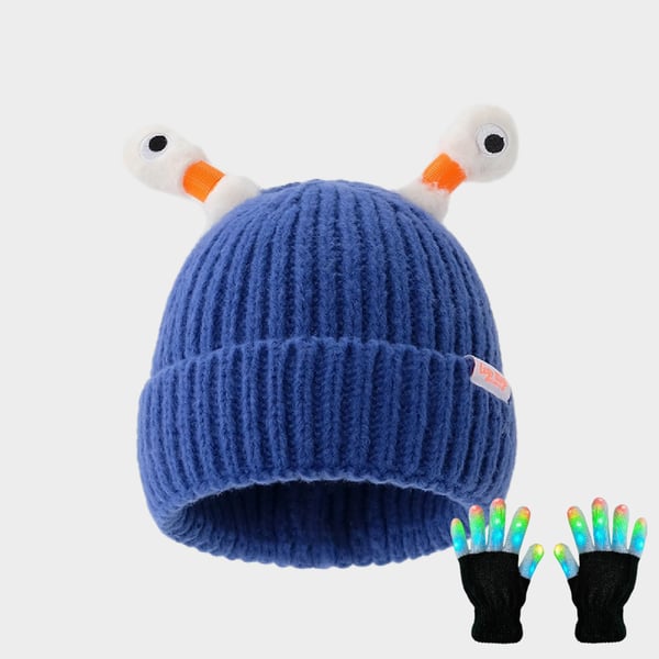 GlowTots – Winter Eltern Kind-Süßes leuchtendes kleines Monster-Strickhaube