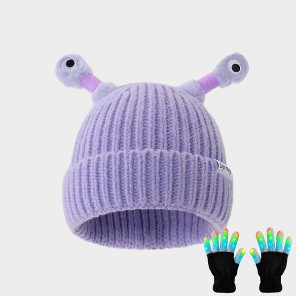 GlowTots – Winter Eltern Kind-Süßes leuchtendes kleines Monster-Strickhaube