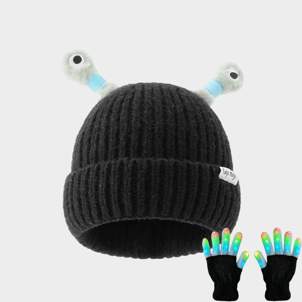 GlowTots – Winter Eltern Kind-Süßes leuchtendes kleines Monster-Strickhaube