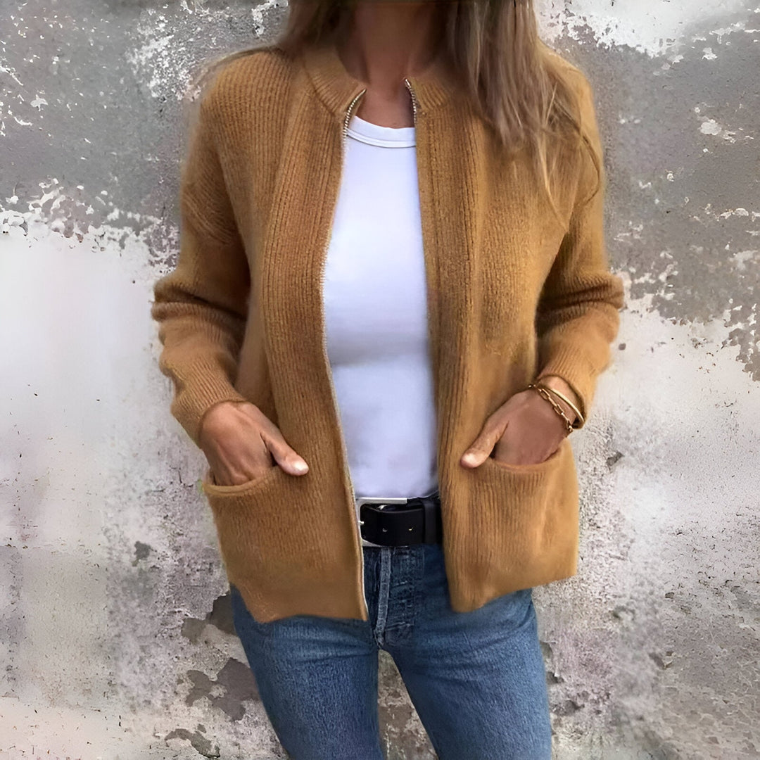 Marcia - Gemütliche Reißverschluss Strickjacke