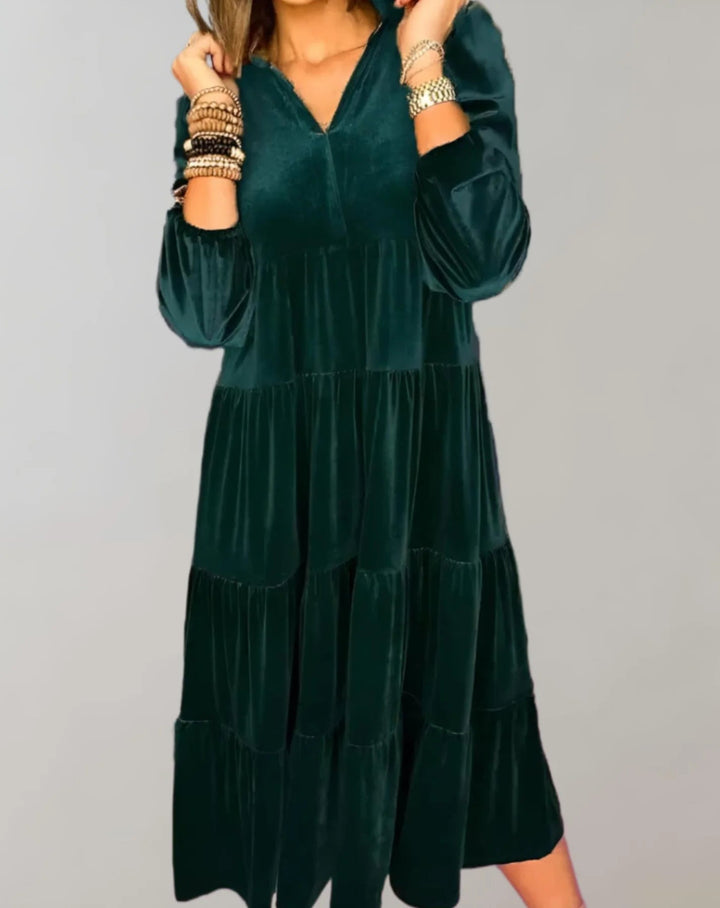 Melba - Lockeres Samtkleid Mit V-Ausschnitt