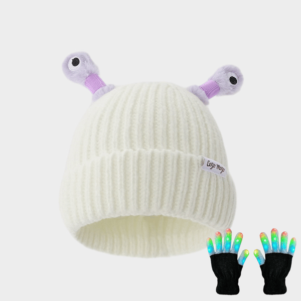 GlowTots – Winter Eltern Kind-Süßes leuchtendes kleines Monster-Strickhaube